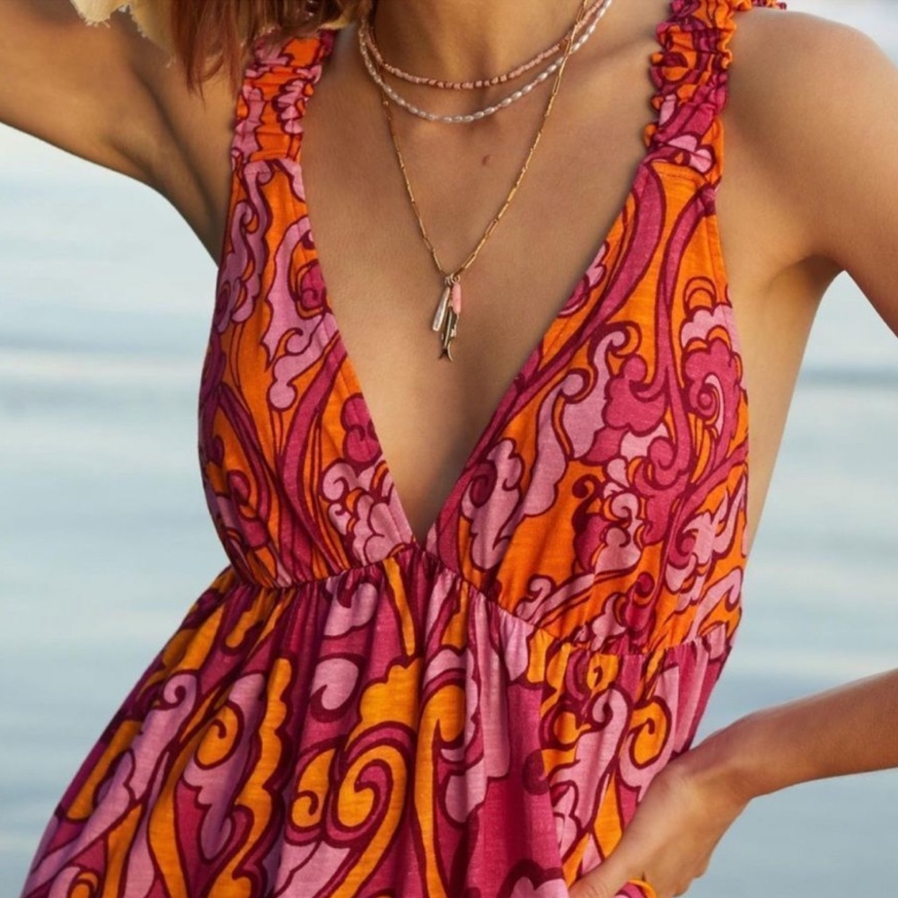 Anthropologie Maeve Eviana Shirred Maxi Dress - Picture 2 of 6